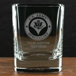 US Army 'Build Your Glass' Personalized 11.5 oz. Square Double Old Fashioned Whiskey Glass