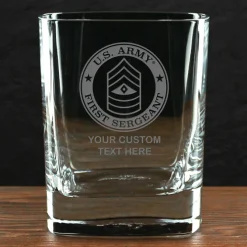 US Army 'Build Your Glass' Personalized 11.5 oz. Square Double Old Fashioned Whiskey Glass