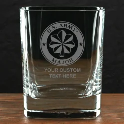 US Army 'Build Your Glass' Personalized 11.5 oz. Square Double Old Fashioned Whiskey Glass
