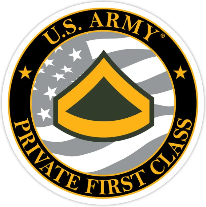 US Army E-3 Private First Class 3.5" Decal by 7.62 Design