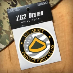 US Army E-3 Private First Class 3.5" Decal by 7.62 Design