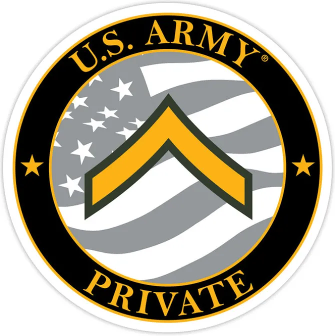 US Army E-2 Private 3.5" Decal by 7.62 Design