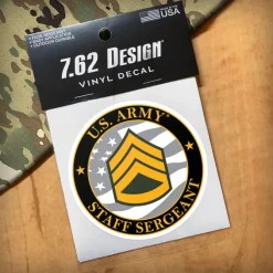 US Army E-6 Staff Sergeant 3.5" Decal by 7.62 Design