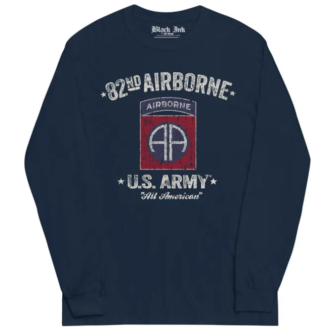 US Army 82nd Airborne - Black Ink Mens Long Sleeve T-Shirt