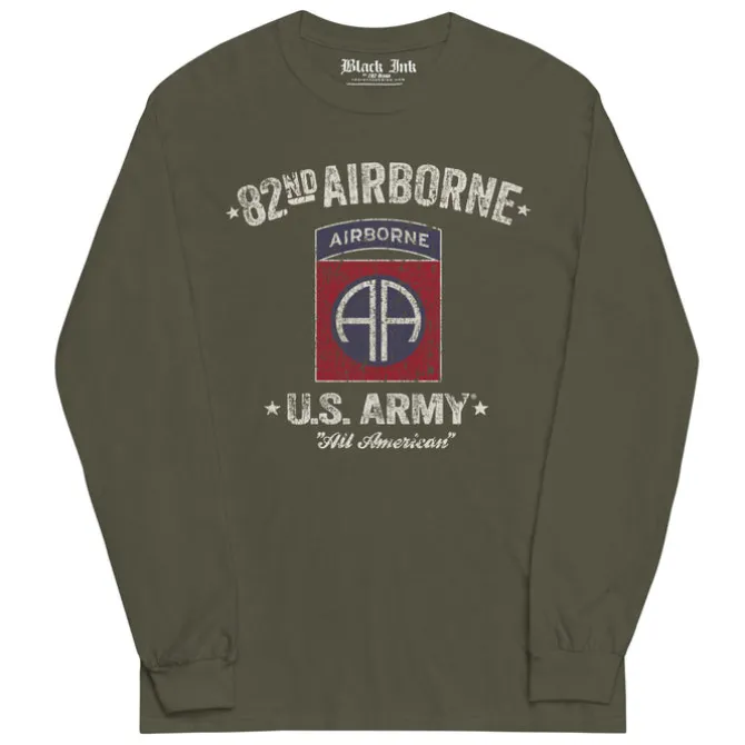 US Army 82nd Airborne - Black Ink Mens Long Sleeve T-Shirt