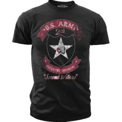 US Army 2nd Infantry - Second to None Retro - Black Ink Mens T-Shirt