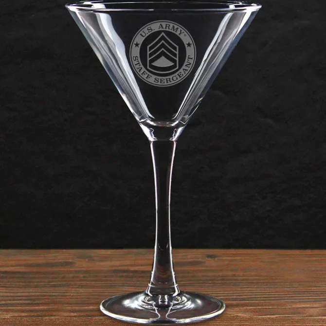 US Army Pick Your Design 10 oz. Etched Martini Glass