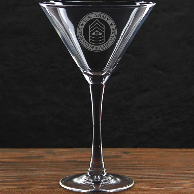 US Army Pick Your Design 10 oz. Etched Martini Glass