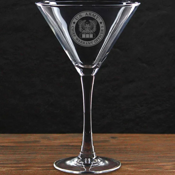 US Army Pick Your Design 10 oz. Etched Martini Glass