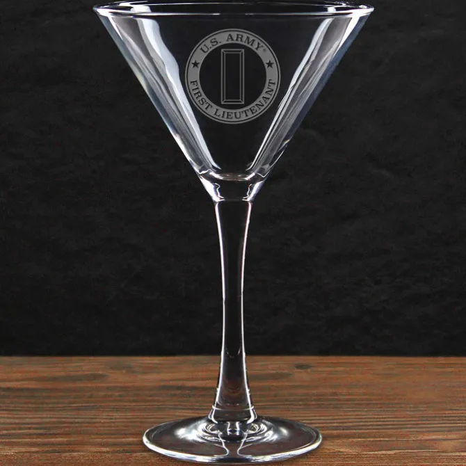 US Army Pick Your Design 10 oz. Etched Martini Glass