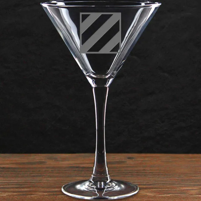 US Army Pick Your Design 10 oz. Etched Martini Glass