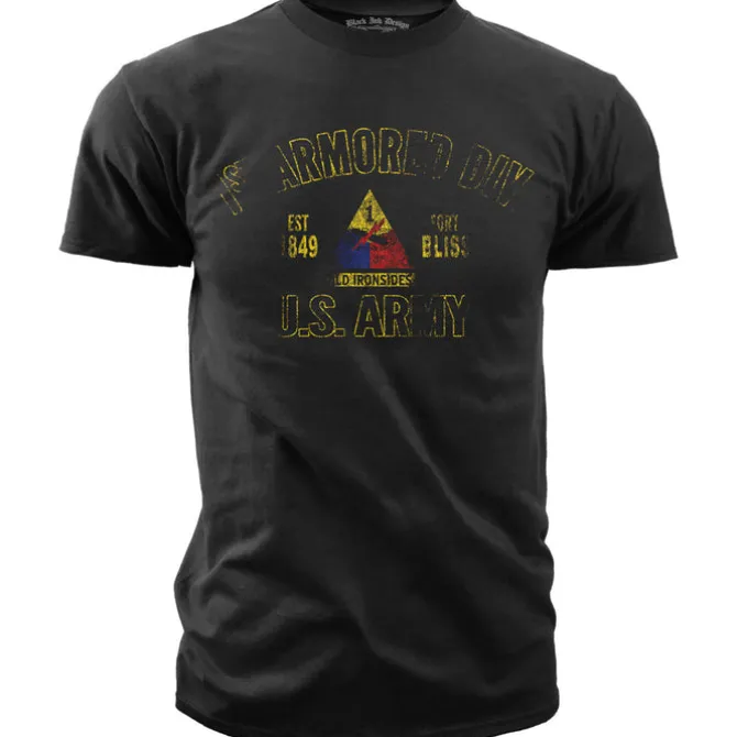 US Army 1st Armored Division Retro - Black Ink Mens T-Shirt