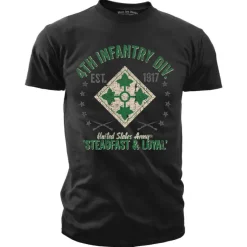 US Army 4th Infantry Retro - Black Ink Mens T-Shirt
