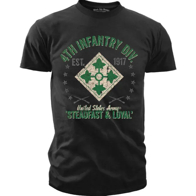 US Army 4th Infantry Retro - Black Ink Mens T-Shirt