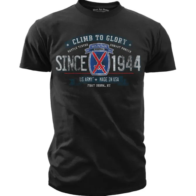 US Army 10th Mountain Division Retro - Black Ink Mens T-Shirt