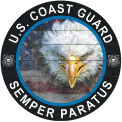 U.S. Coast Guard Eagle Flag 20 x 20 inch Wood Sign- Made In The USA