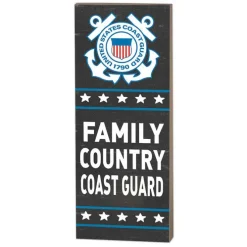 U.S. Coast Guard Family Country 7 x 18 inch Wood Sign- Made In The USA
