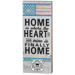 U.S. Coast Guard Home Is Where The Heart Is 7 x 18 inch Wood Sign- Made In The USA