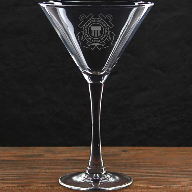 US Coast Guard Logo 10 oz. Martini Glass