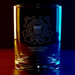 US Coast Guard Logo Personalized 14 oz. Double Old Fashioned Glass
