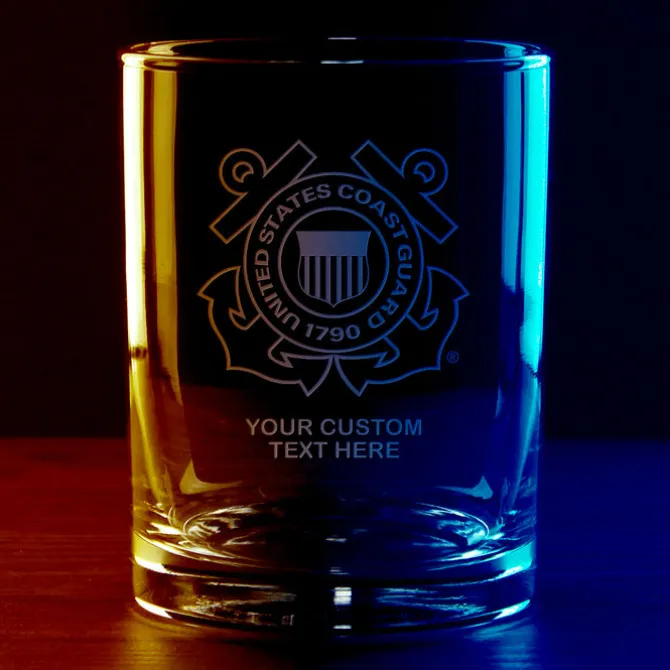 US Coast Guard Logo Personalized 14 oz. Double Old Fashioned Glass