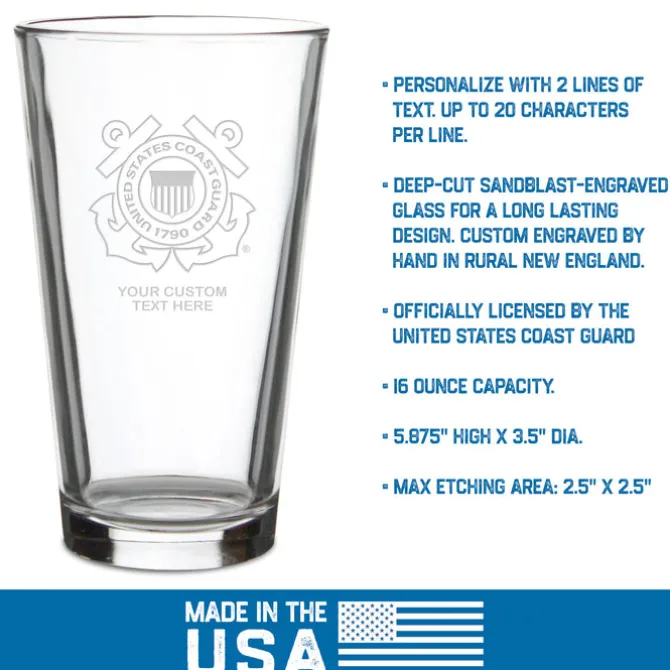 US Coast Guard Logo Personalized Pint Glass