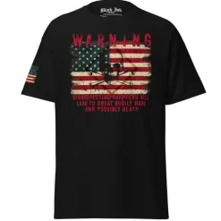 US Flag Warning Made To Order Patriotic Men's Tee