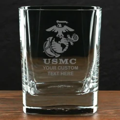US Marine Corps 'Build Your Glass' Personalized 11.5 oz. Square Double Old Fashioned Whiskey Glass