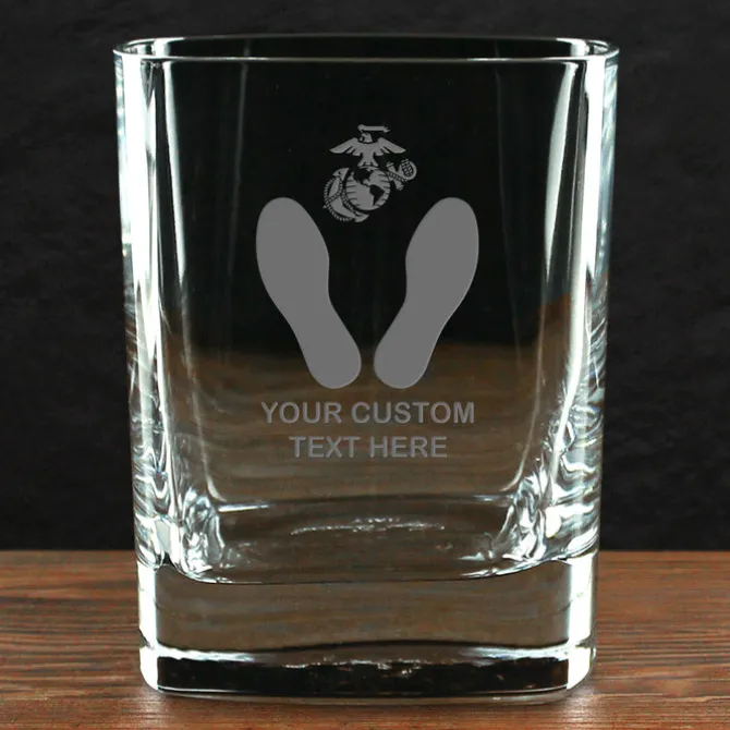 US Marine Corps 'Build Your Glass' Personalized 11.5 oz. Square Double Old Fashioned Whiskey Glass