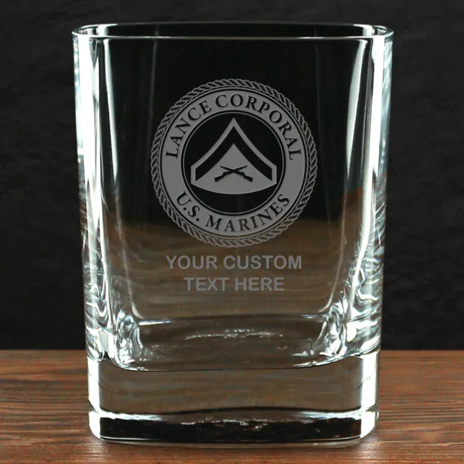 US Marine Corps 'Build Your Glass' Personalized 11.5 oz. Square Double Old Fashioned Whiskey Glass