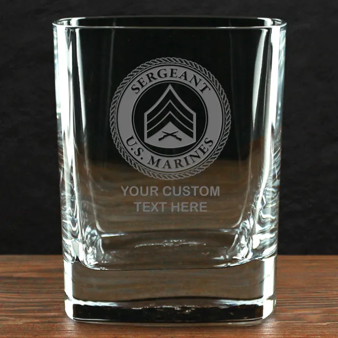 US Marine Corps 'Build Your Glass' Personalized 11.5 oz. Square Double Old Fashioned Whiskey Glass
