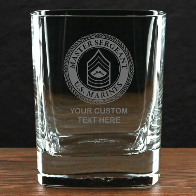 US Marine Corps 'Build Your Glass' Personalized 11.5 oz. Square Double Old Fashioned Whiskey Glass