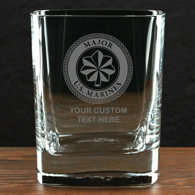 US Marine Corps 'Build Your Glass' Personalized 11.5 oz. Square Double Old Fashioned Whiskey Glass