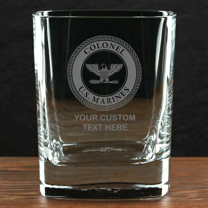 US Marine Corps 'Build Your Glass' Personalized 11.5 oz. Square Double Old Fashioned Whiskey Glass