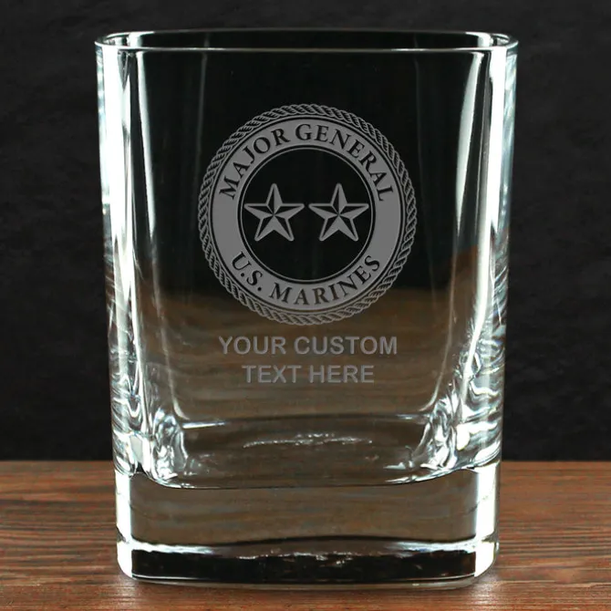 US Marine Corps 'Build Your Glass' Personalized 11.5 oz. Square Double Old Fashioned Whiskey Glass