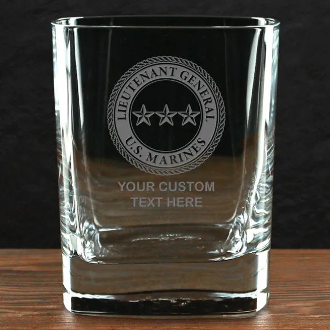 US Marine Corps 'Build Your Glass' Personalized 11.5 oz. Square Double Old Fashioned Whiskey Glass
