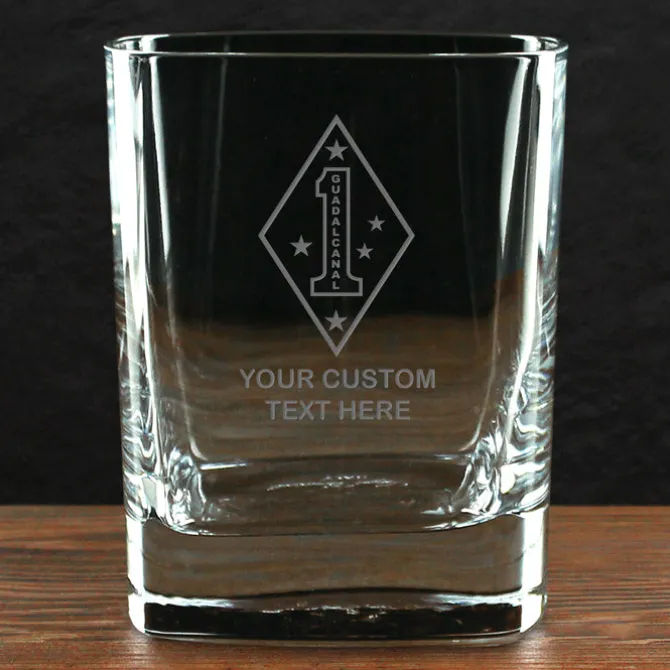 US Marine Corps 'Build Your Glass' Personalized 11.5 oz. Square Double Old Fashioned Whiskey Glass
