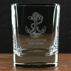 US Navy 'Build Your Glass' Personalized 11.75 oz. Square Double Old Fashioned Glass