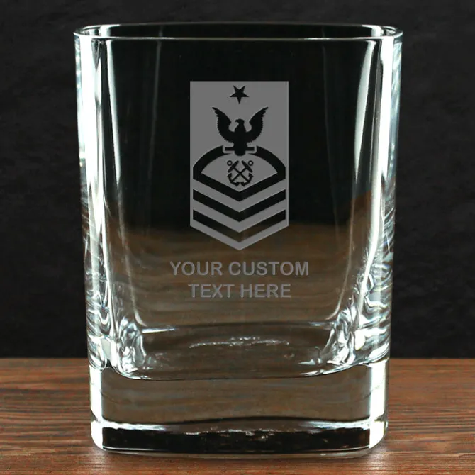 US Navy 'Build Your Glass' Personalized 11.75 oz. Square Double Old Fashioned Glass
