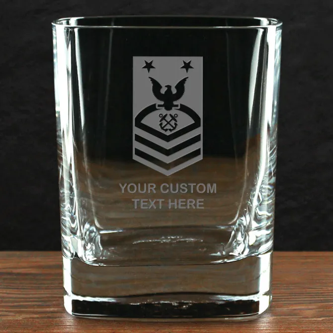 US Navy 'Build Your Glass' Personalized 11.75 oz. Square Double Old Fashioned Glass