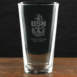 US Navy 'Build Your Glass' Personalized 16 oz Pint Glass