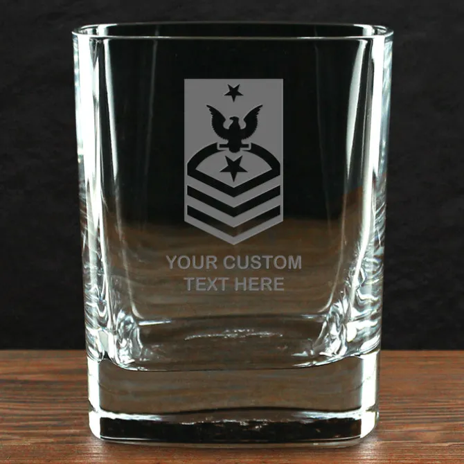 US Navy 'Build Your Glass' Personalized 11.75 oz. Square Double Old Fashioned Glass