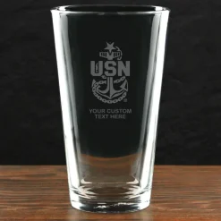 US Navy 'Build Your Glass' Personalized 16 oz Pint Glass