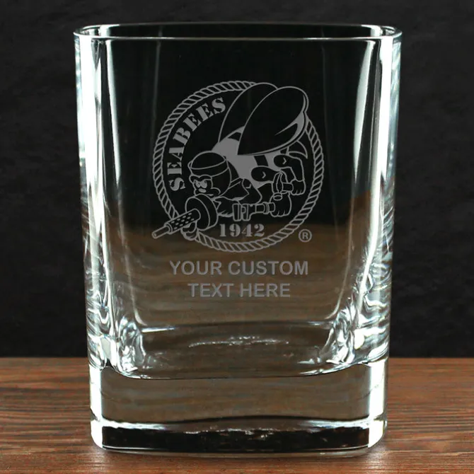 US Navy 'Build Your Glass' Personalized 11.75 oz. Square Double Old Fashioned Glass