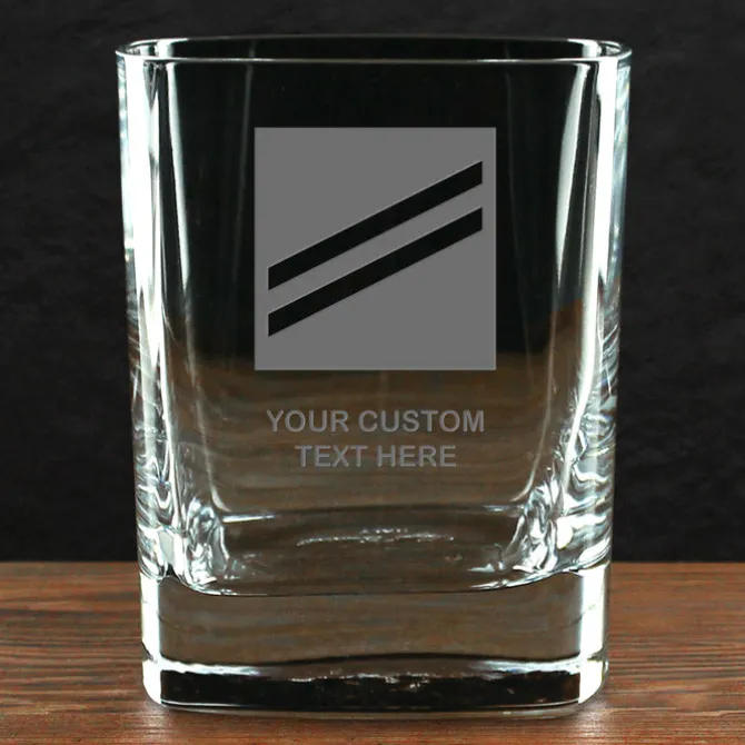 US Navy 'Build Your Glass' Personalized 11.75 oz. Square Double Old Fashioned Glass