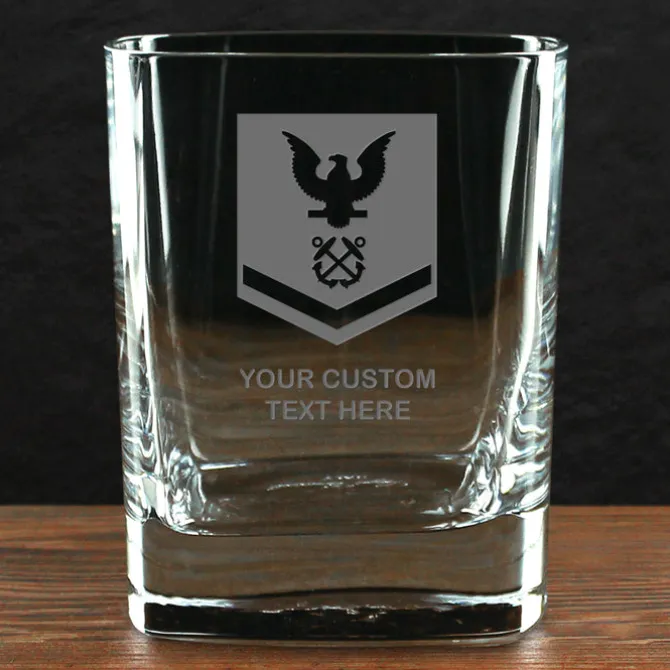 US Navy 'Build Your Glass' Personalized 11.75 oz. Square Double Old Fashioned Glass