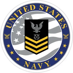 US Navy E-6 Petty Officer First Class (GLD) 3.5" Decal by 7.62 Design