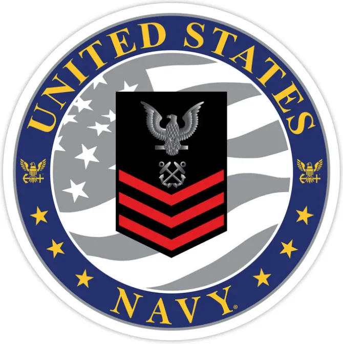 US Navy E-6 Petty Officer First Class (RD) 3.5" Decal by 7.62 Design