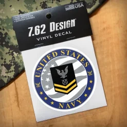 US Navy E-5 Petty Officer Second Class (GLD) 3.5" Decal by 7.62 Design