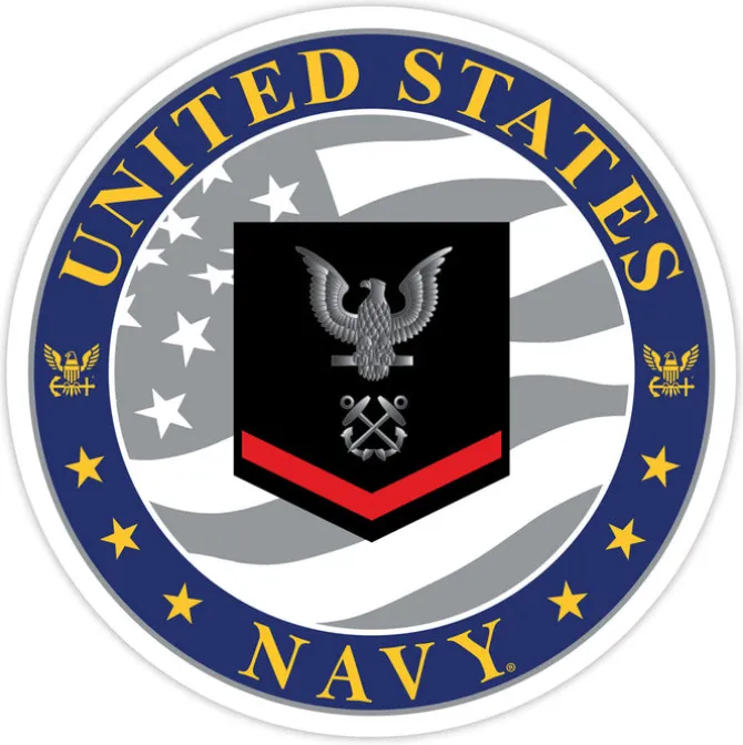 US Navy E-4 Petty Officer Third Class 3.5" Decal by 7.62 Design